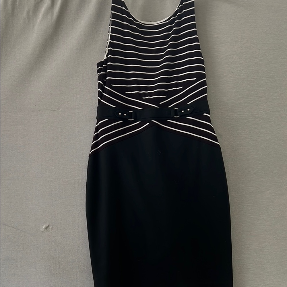 White House Black Market Black and White Sheath Midi Dress
